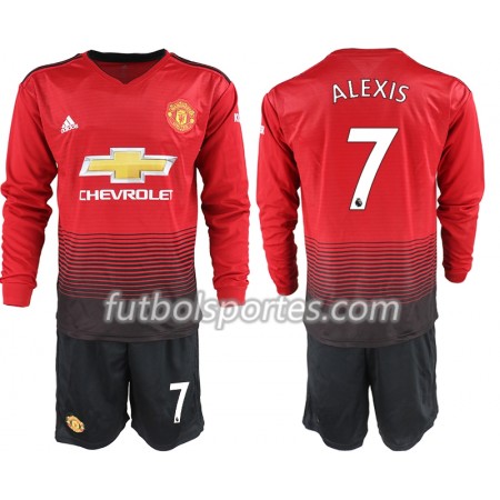 Camisetas Manchester United ALEXIS 7 Niño Primera Equipacion 2018/2019 Manga Larga